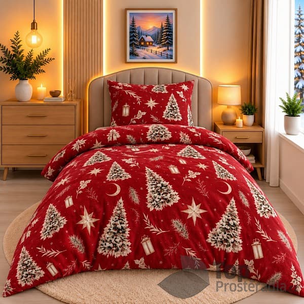 Mikroplyšové povlečení Premium 140x200+70x90 Stromečky a dárky
