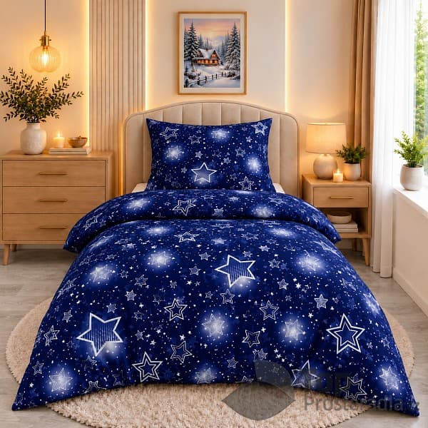 Mikroplyšové povlečení Premium 140x200+70x90 Hvězdné nebe modré