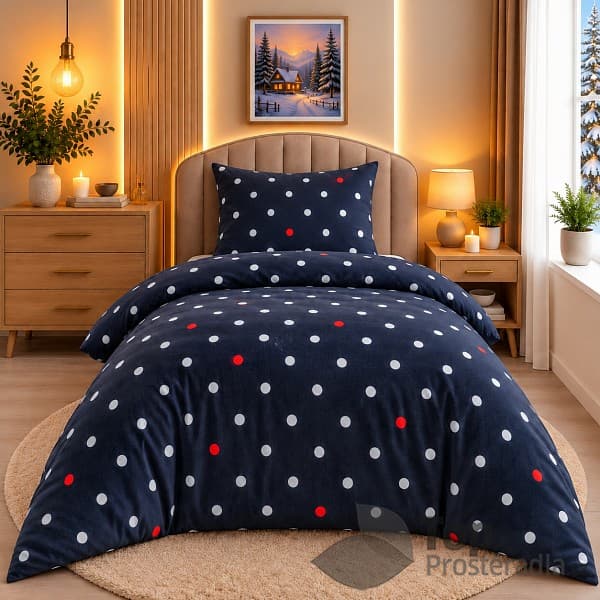 Mikroplyšové povlečení Premium 140x200+70x90 Puntíky šedé