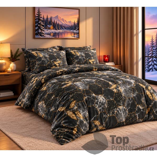 Francouzské mikroplyšové povlečení Premium 220x200+2x70x90 Quart šedý